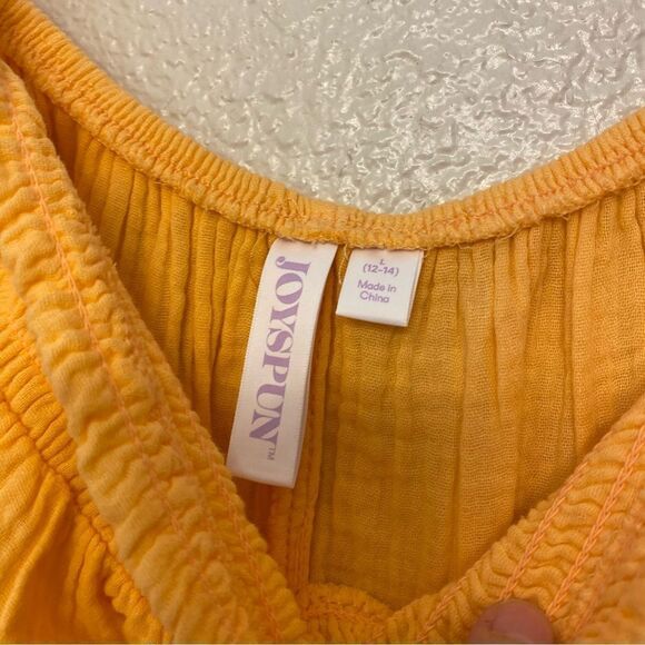 Joyspun pastel yellow Sleeve off Shoulder blouse 100% cotton muslin gauze 12-14 - Picture 7 of 7